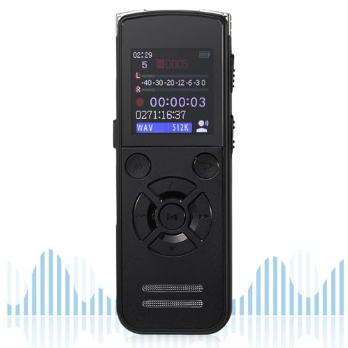 GBKDQQ Grabadora de voz portátil de 64 GB, grabadora de voz digital, grabadora de voz digital, recargable USB-C, grabadora de audio con cancelación de ruido para reuniones, cursos, entrevistas