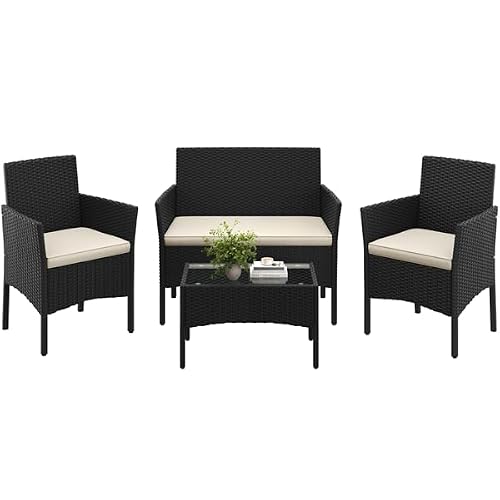 Yaheetech Set da Giardino in Rattan, 4 Posti, con divano