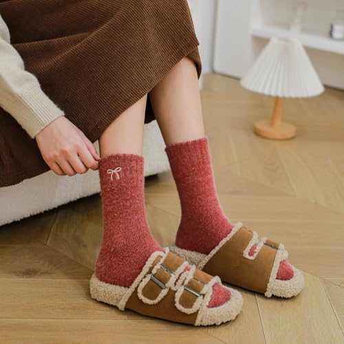 Image of SISOSOCK 5 Pairs Fuzzy Soft Cozy Comfortable Socks for Women, Casual Sleep Comfy Socks, Perfect Warm Winter Gifts for Women