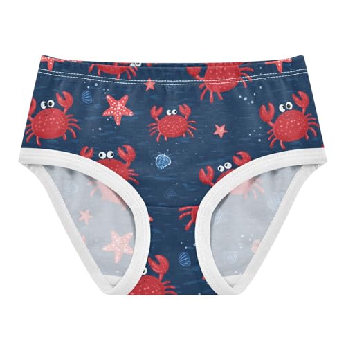 Wusikd Cute Red Crabs Girls' Underwear Cotton Starfish Blue Girls Briefs Soft Toddler Underwear 2T