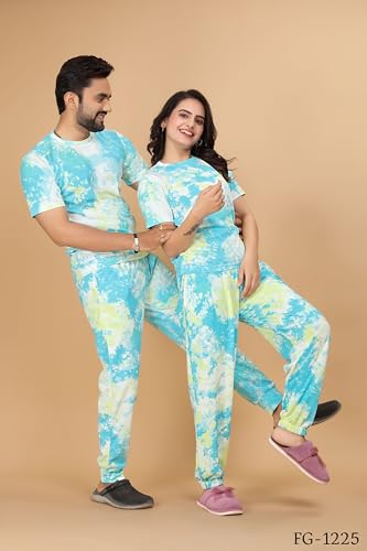 Image of Cotton Fashion Gallaria Couple Combo Pajama Set for Woman & Mens Combo Co-Order Set& Night Suit Set Combo|Nightwear| Tracking| Pajama Set Combo