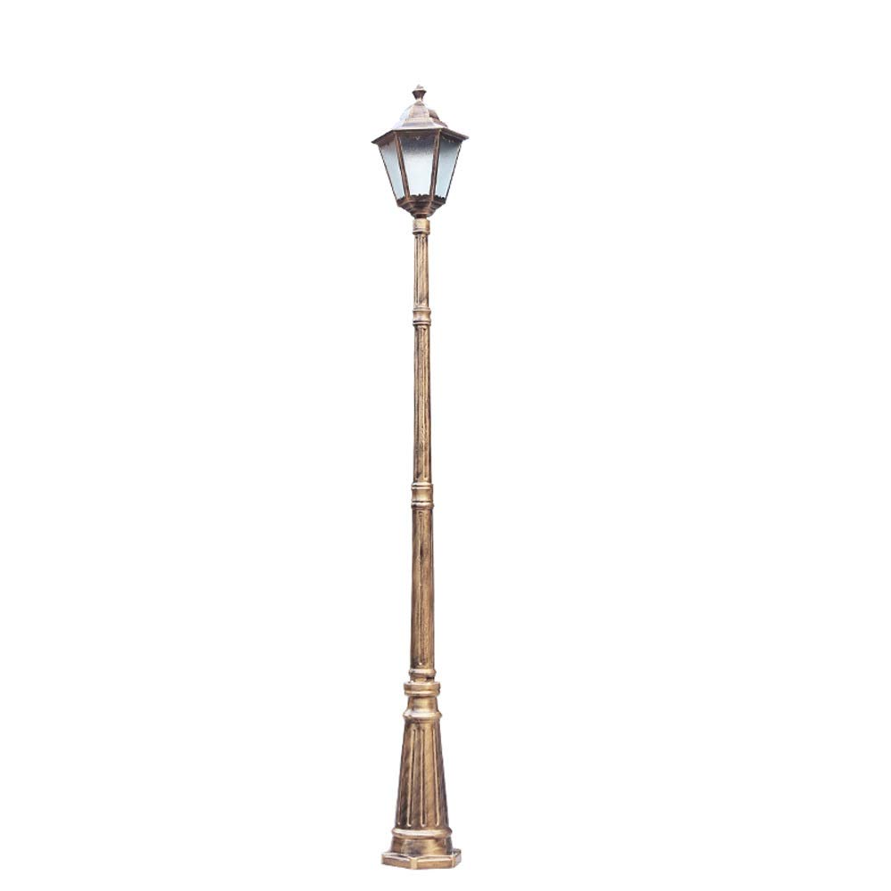 Lampadaire d'extérieur traditionnel E27 à tête unique pour l'extérieur IP65 en verre étanche à l'eau - Lumière européenne rétro en aluminium - Pour chemin
