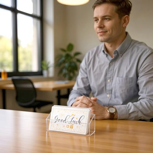 3 Stück Visitenkartenhalter Acryl Visitenkarten Etuis, Transparent Visitenkartenhalter Desktop Organizer Visitenkartenhüllen für Büro Zuhause Wandmontage oder Tischaufstellung Visitenkartentaschen