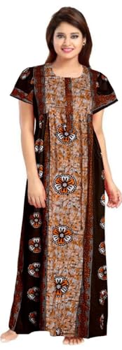 Image of WiWi Women's Cotton Printed Nighty Night Gown Maxi Free Size (Pack of 2)