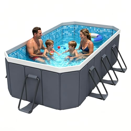 SKILBEAIA Foldable Pool for Kids and Adults Non Inflatable Frame Above Ground Outdoor Swimming Kiddie Pools Thickened Support Dog Pool Garden Backyard(102.36 in)