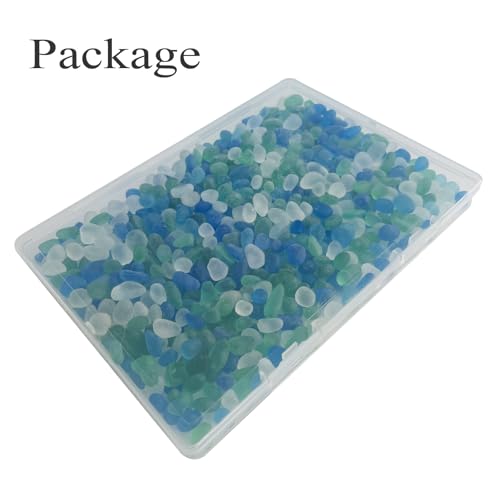 Image of Glass Stones, 0.85LB /385g Mix Blue Green White Glass Rocks for Vase, Aquarium Pebbles for Fish Tank, Sea Glass Rocks for Vase Filler Craft