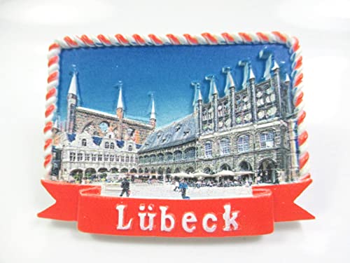 Lübeck Stadtansicht Rathaus Premium Magnet Poly Souvenir Germany (39)