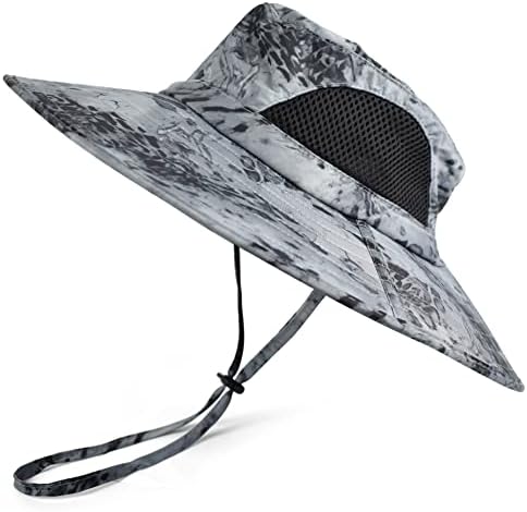 EINSKEY Wide Brim Sun Hat Summer UV Protection Beach Hat Showerproof Safari Boonie Hat Foldable Fishing Hat with Adjustable Chin Strap and Breathable Mesh Crown