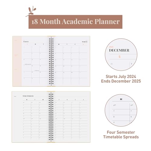 Riley's Planner 2024-2025 Academic Year, 18-Month Simple Weekly Planner - Streamlined Weekly & Monthly Agenda Planner, Sturdy Cover, Notes Pages, Twin-Wire Binding (8 x 6 inch, Cream)