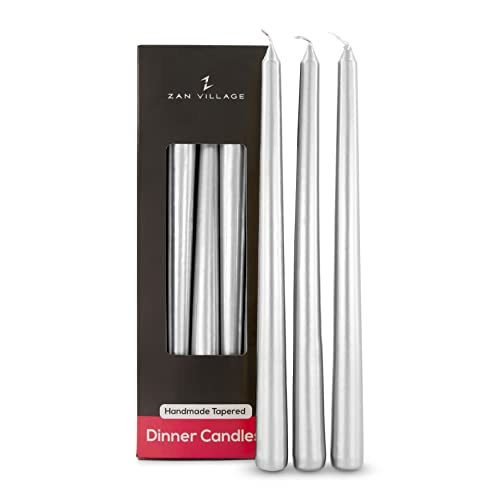 Zan Village Candle Company Taper Dinner Candles, 10 Pack, Long-Lasting 7-Hour Burn Time, Classic Long Venetian Style