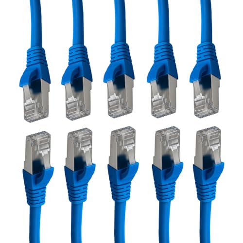 Cordons de brassage S/FTP Cat 6A bleus de 0,9 m pour sécuriser vos transferts, lot de 10