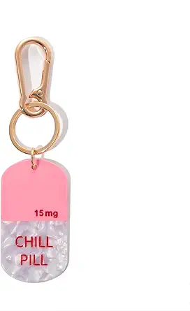 Novelty Keychain with Gold Metal Hook, Pink and Clear Design for Women Girls Gift