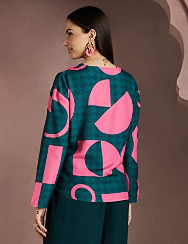 Image of RIVER by Narendra Kumar Premium Designer Women's Geometric Print Top