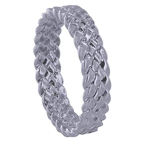 Bague argent 925 Les Poulettes Bijoux anneau large tressé rhodié femme