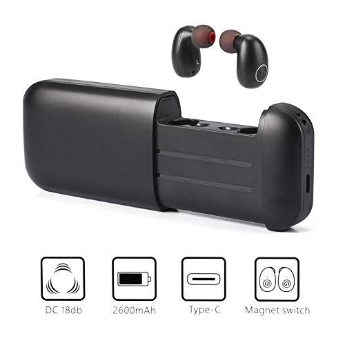 iado Wireless Earbuds, Bluetooth 5.0 Earphones with Mic Noise Cancelling for Driving Running Office IPX5 Waterproof TWS Headset with 2600mAh Charging Case(Power Bank) for IOS Android Cell Phones