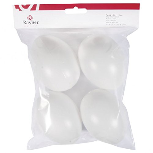 Plastik-Eier, 10 cm, SB-Btl. 4 Stück, Weiß