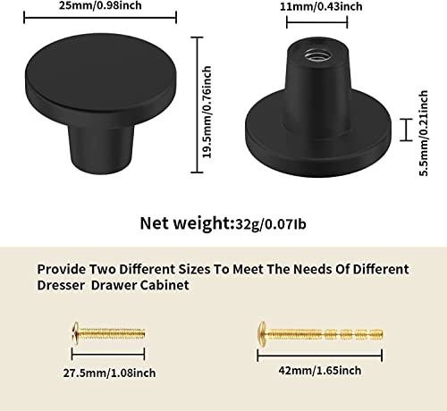 BIGLUFU 12 Pcs Brass Drawer Knobs, 1"/25mm Round Kitchen Cabinet Knobs, Furniture Door Handles Cupboard Pulls with Screws - Image 2