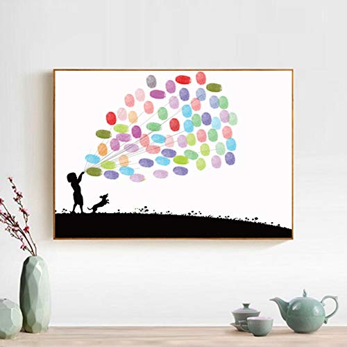 DIY Fingerprint Tree Painting Wedding Decoration Guestbook Poster...
