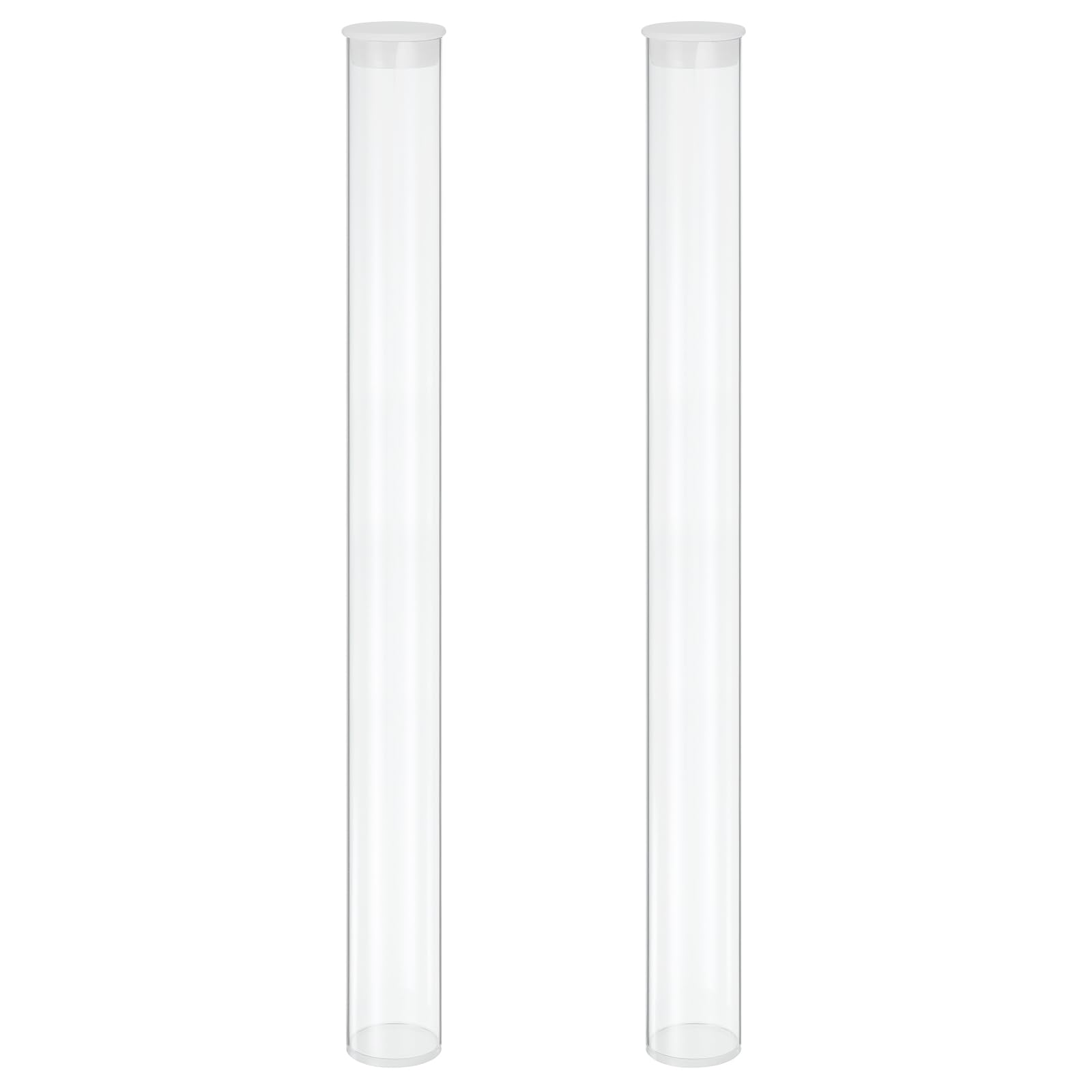 MECCANIXITY Transparent Plastic Storage Tubes, 1 9/16" x 16"(40x400mm) Polycarbonate Clear Rigid Round Storage Tubing with Black Lid, 2 Set