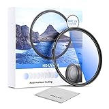 【Marco de lente resistente】 Hecho de aleación de aluminio y magnesio, el marco del filtro es fuerte y duradero. Con una fabricación de precisión y un acabado anodizado negro mate, el filtro enroscable es fácil de usar y tiene menos reflejos en el marco del filtro de metal. El filtro de 0,22 "/ 5,5 mm de grosor mide solo 0,14" / 3,5mm de profundidad cuando se atornilla a la lente para evitar el viñeteado de la lente, ideal para lentes gran angular y teleobjetivo.