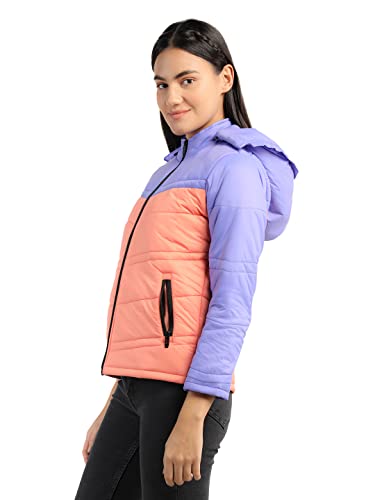 Image of CHKOKKO Women's Winter Quilted Jacket Lavender Light Peach - Polyester, Standard Length, S