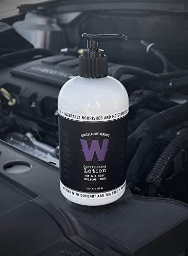 Woodlee’s By Men’s Ultimate Grooming – All In One Conditioning Lotion - Men’s Leave In Conditioner - Hair & Body Moisturizer – Shave And After Shave Lotion - Infused With Coconut Oil & Tea Tree Oil - Non Greasy (12 Oz) #TOP7