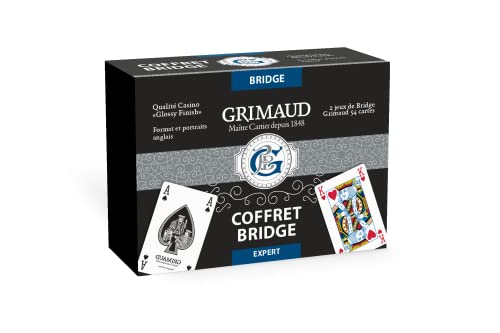 Grimaud Expert-2 Jeux de 54 Cartes Bridge, Coffret façon Cuir Noir, 130007170