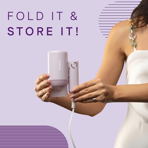 Image of WINSTON Ionic Foldable Hair Dryer - 1200W | Compact, Foldable, and Damage-Free Drying Blow Dryer with Low Noise & Overheat Protection - 1 Year Warranty (Purple)