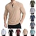 Henley Shirts for Men Casual Lightweight Long Sleeve Button T-Shirt Stylish Pullover Shirts Basic Regular Fit Tops (Dark Red,Large)