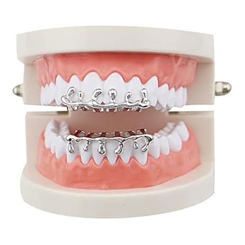 OOCC 18k Gold Teardrop Bottom Grillz 6 Teeth Caps Top and Bottom Set Teeth Drip Cap Grillz Cover