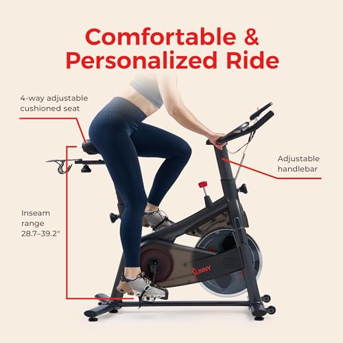 Image of Sunny Health & Fitness Smart Magnetic Indoor Cycling Bike, Stationary Exercise Cardio Equipment, Free SunnyFit Training App