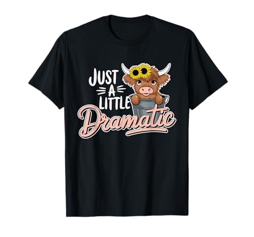 Lindo animal de girasol de vaca de las tierras altas 'Just a Little Dramatic' Camiseta