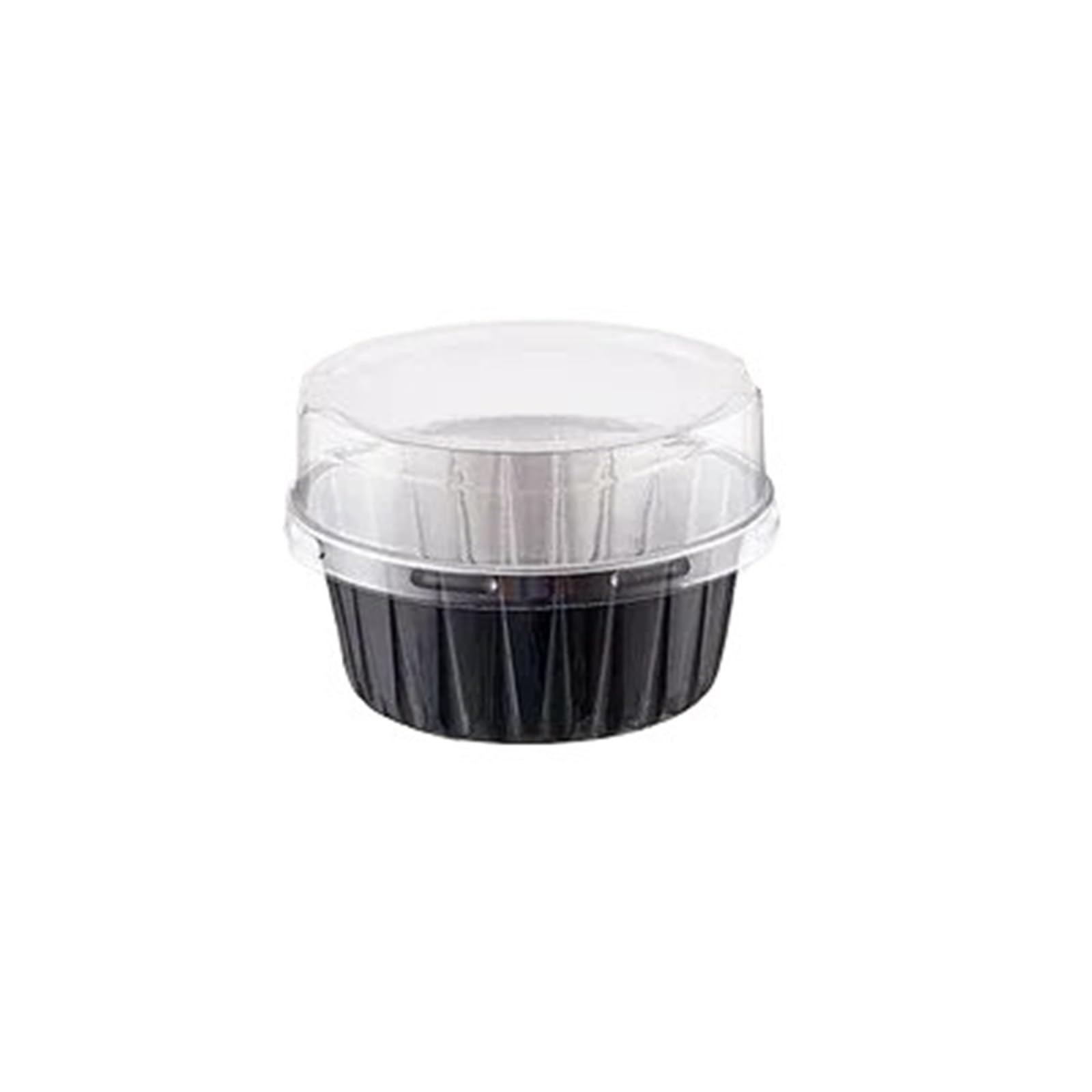 Moldes para hornear 100 moldes de aluminio 125 ml for hornear pasteles, pudines, mousses, postres, magdalenas, con tapa(WHITE)