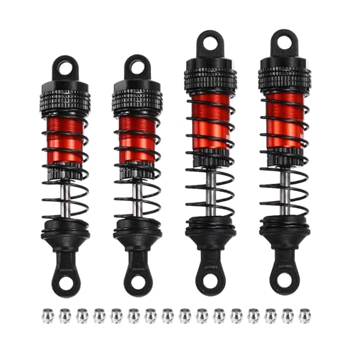 sourcing map RC Shock Absorber 1/12 1/14 1/16 65mm/70mm Aluminum Threaded Front & Rear Shock Absorber Damper Assembled Set for 1/12 1/14 1/16 RC Car Crawler Racing Truck, Red