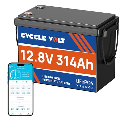 Image of 12V 314Ah LiFePO4 Lithium Battery, 4019Wh Rechargeable Battery, Built-in 200A BMS 2560W Power, Up to 15000+ Cycles for Solar Systems, Boats, RVs and Off-Grid Systems