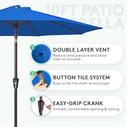 Image of JEAREY 10FT Outdoor Patio Umbrella, Market Umbrella, Royal Blue