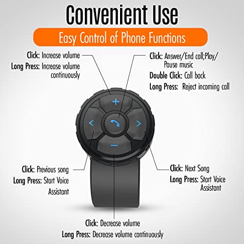 Télécommande Guidon Motocyclette Bluetooth avec Fonctions Volume Appels et Lecture Audio