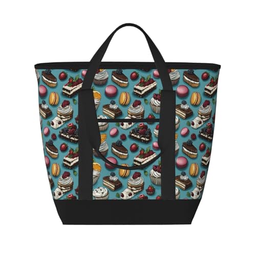 Sac isotherme réutilisable imprimé gâteau framboise pour des courses éco-responsables