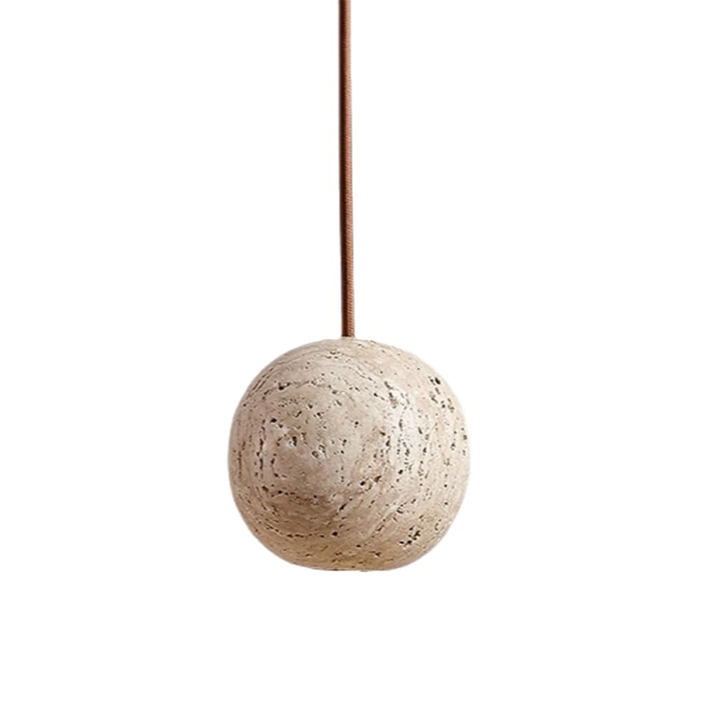 Lampe de chevet ronde suspendue pour créer un coin lecture apaisant en travertin jaune LED