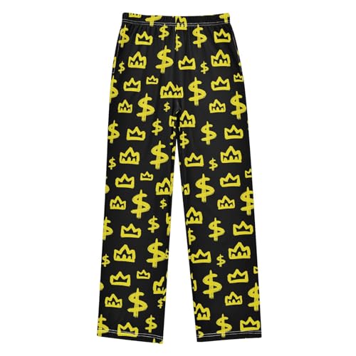 Boys' Pants Yellow Crown Dollar Sign Long Bottoms Jogger Pants Elastic Waist Trousers with Pockets S-XL