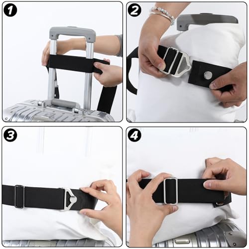Image of Tyqour Luggage Strap Suitcase Belts Adjustable 2-in-1 Luggage Belt Straps to Connect Two Suitcases Travel Belt for Luggage Accessories Personalized Airport Travel Accessories(Black)