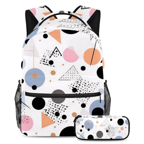 Sac à dos tendance contre le désordre scolaire avec cartable géométrique et trousse