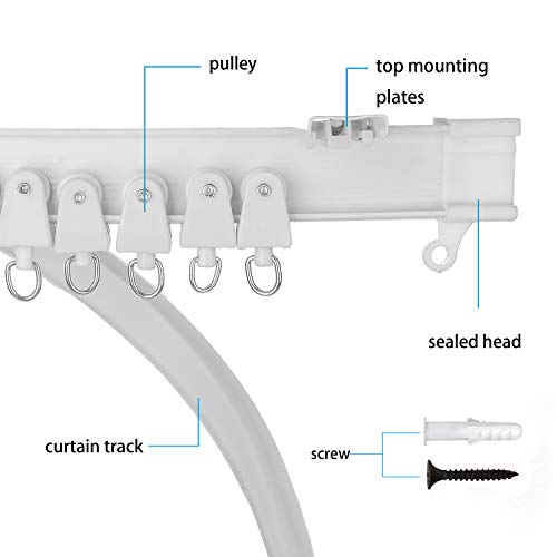 SuperMMarK 9.8 Feet Flexible Bendable Curtain Track Straight Curved Ceiling Track Set Top Side & Ceiling Mounting for L Shape U Shape Bay Windows Shower Curtains Room Divider