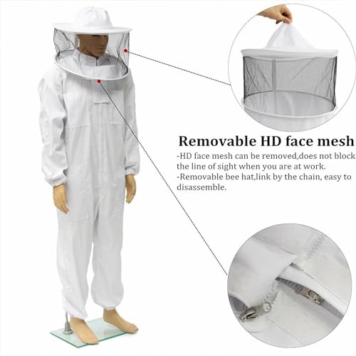Gorro de cuerpo entero home anti bee con velo transpirable blanco 6