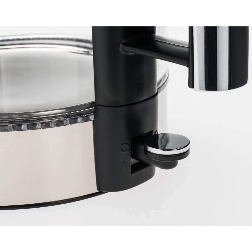 Russell Hobbs Hervidor de Agua Eléctrico Elegance - 1,7 litros, 2200W, Diseño de Cristal, Iluminación Azul, Filtro Extraíble, Base de 360°, Detalles en Acero Inoxidable, Plata - 23830-70