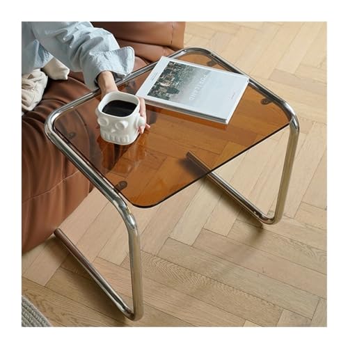 ZCSO Side Tables Bedroom Side Table Medieval Stainless Steel Crystal Glass Coffee Table Home Room Side Tables Homestay Photography Base Desk Bed Side Table(B)