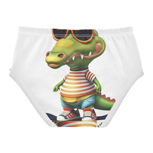 Girls Underwear Toddler 2t Cotton Panties for Girl Stylish Kids Briefs Undies Cute Cartoon Crocodile White2