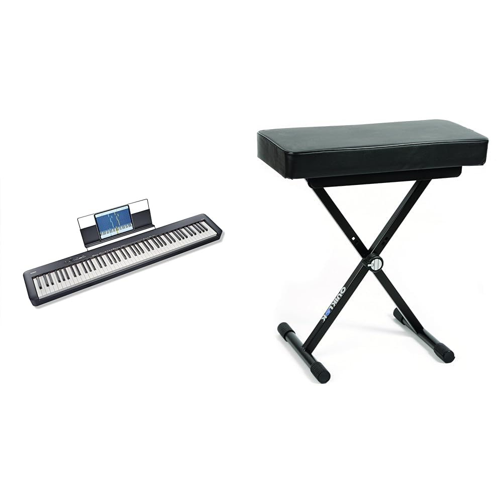 Casio CDP-S110BK Pianoforte digitale con 88 tasti pesati, nero & QUIK LOK - BX/8 Piccola Panca Ideale per Piano o Tastiera con Comodo Cuscino