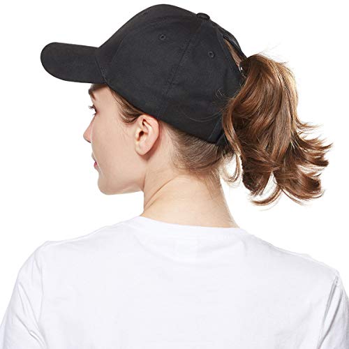 Hebenie Damen Baseballkappe Mit Pferdeschwanz-Slot - Vintage Baumwolle Verstellbar