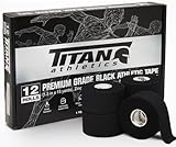 12 Pack Black Athletic Tape (45ft Rolls) - Athletes Trainers Injuries & First Aid - Premium Medical Sports Tape - Wrap & Support Ankles & Wrists - Easy Tear Design with Zinc Oxide & No Sticky Residue